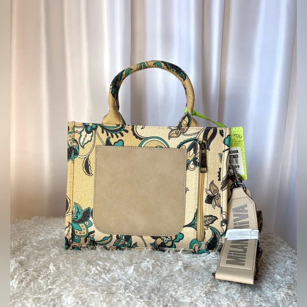 Floral Tote Bag - Cream and Green - Picture 5 of 10